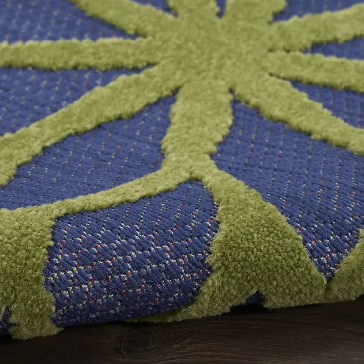 4' X 6' Blue Yellow and Green Indoor Outdoor Area Rug