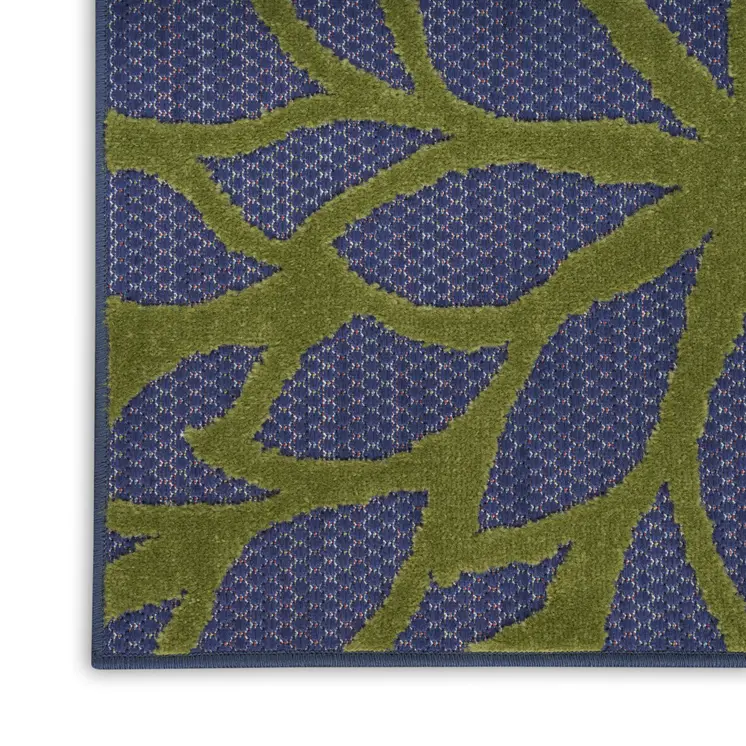 4' X 6' Blue Yellow and Green Indoor Outdoor Area Rug
