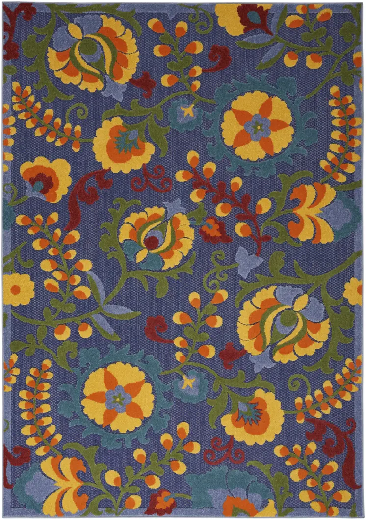 4' X 6' Blue Yellow And Green Indoor Outdoor Area Rug