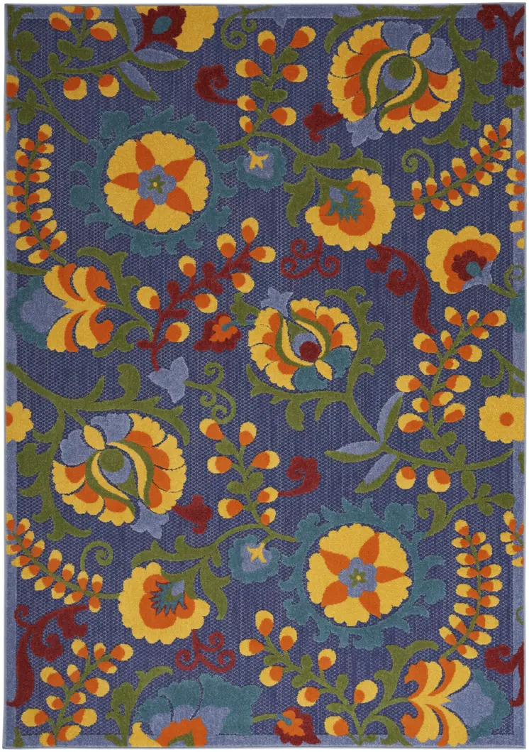 4' X 6' Blue Yellow And Green Indoor Outdoor Area Rug