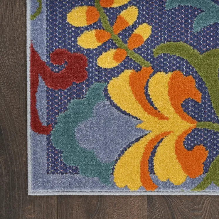 4' X 6' Blue Yellow And Green Indoor Outdoor Area Rug