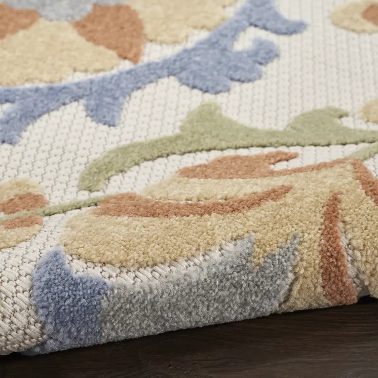 4' X 6' Ivory And Blue Indoor Outdoor Area Rug
