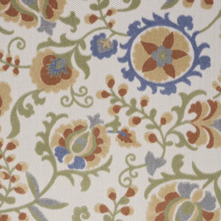 4' X 6' Ivory And Blue Indoor Outdoor Area Rug