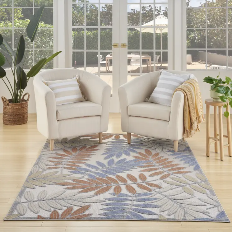 4' X 6' Blue Indoor Outdoor Area Rug