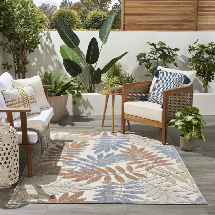 4' X 6' Blue Indoor Outdoor Area Rug