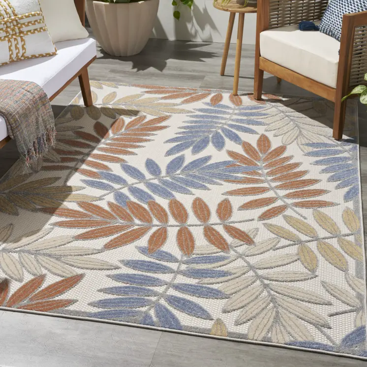 5' X 7' Blue Indoor Outdoor Area Rug