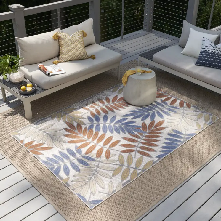 5' X 7' Blue Indoor Outdoor Area Rug