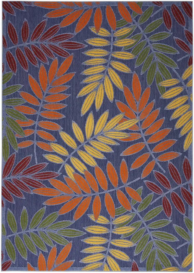 4' X 6' Orange Green And Blue Indoor Outdoor Area Rug