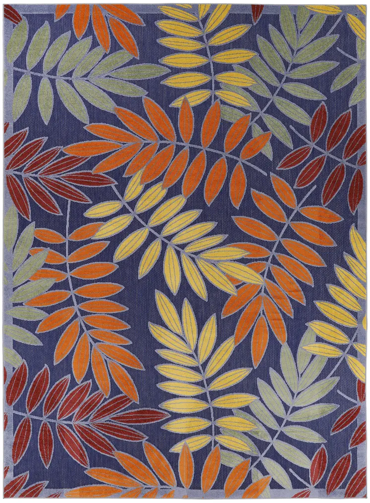 6' X 9' Orange Green And Blue Indoor Outdoor Area Rug