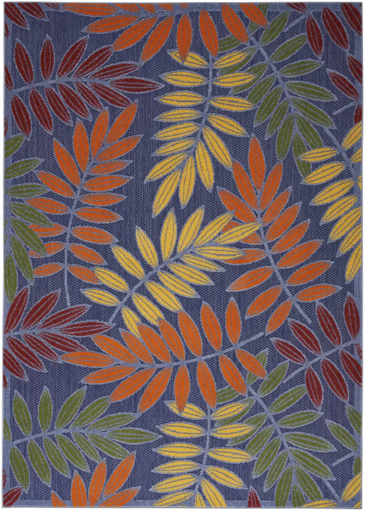 5' X 7' Orange Green And Blue Indoor Outdoor Area Rug