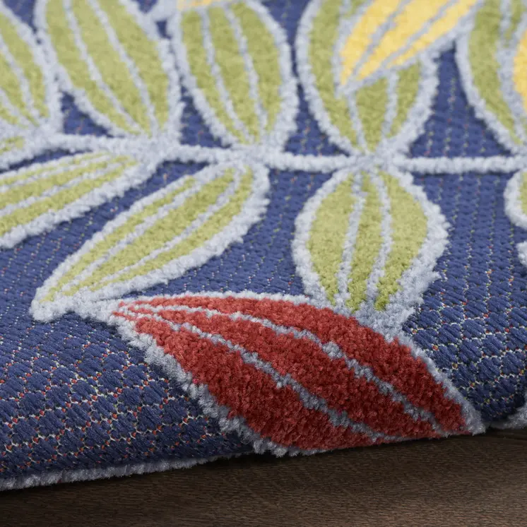 5' X 7' Orange Green And Blue Indoor Outdoor Area Rug
