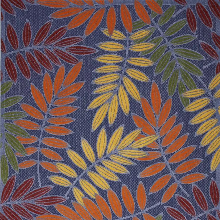 5' X 7' Orange Green And Blue Indoor Outdoor Area Rug