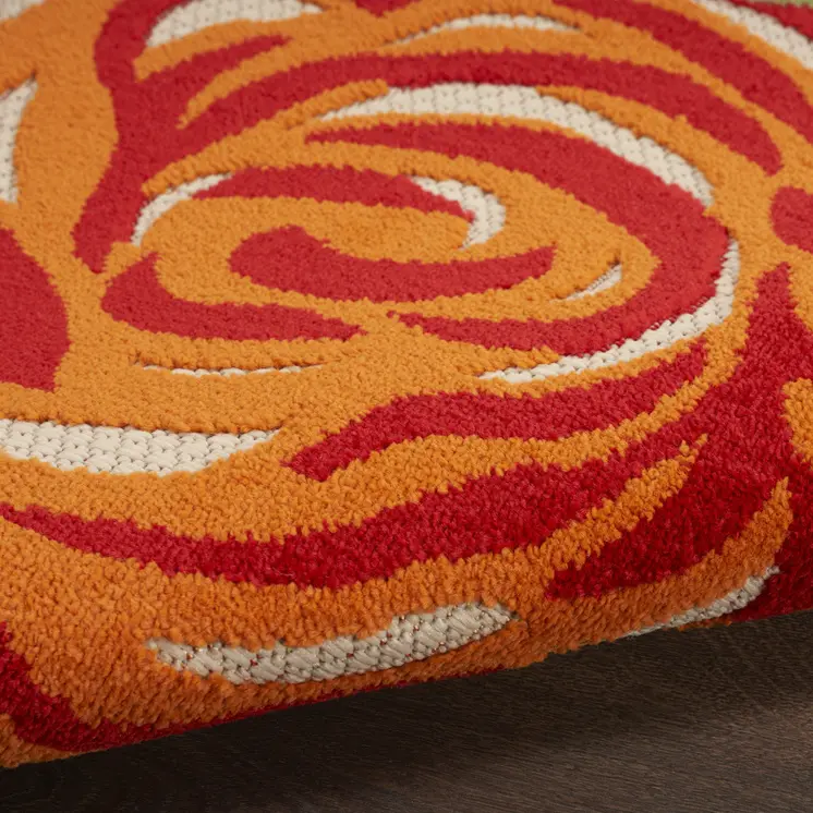 3' X 4' Ivory Orange and Blue Floral Indoor Outdoor Area Rug