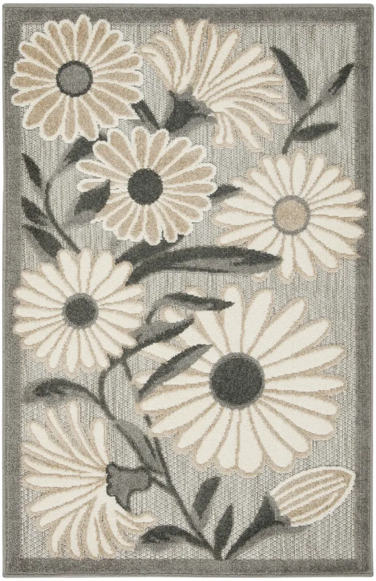 3' X 4' Beige Floral Indoor Outdoor Area Rug