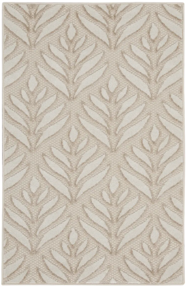 3' X 4' Gray and Ivory Floral Indoor Outdoor Area Rug