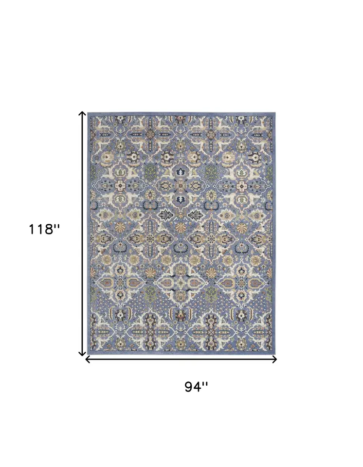 8' X 10' Green and Ivory Floral Power Loom Area Rug