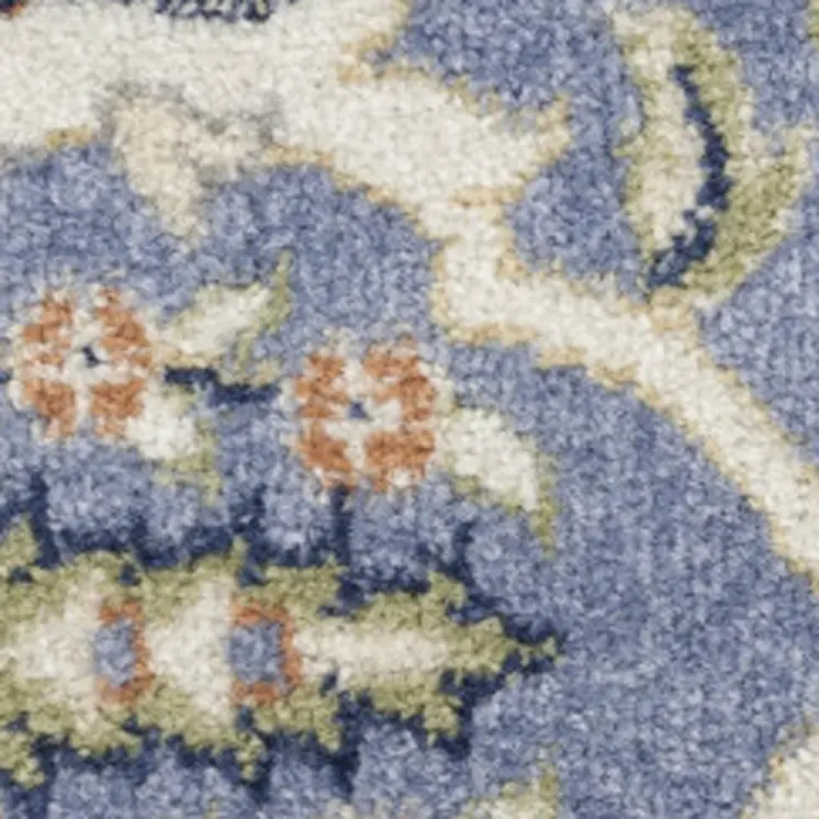 8' Green and Ivory Floral Power Loom Runner Rug