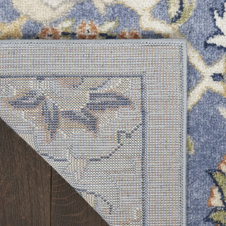 8' Green and Ivory Floral Power Loom Runner Rug