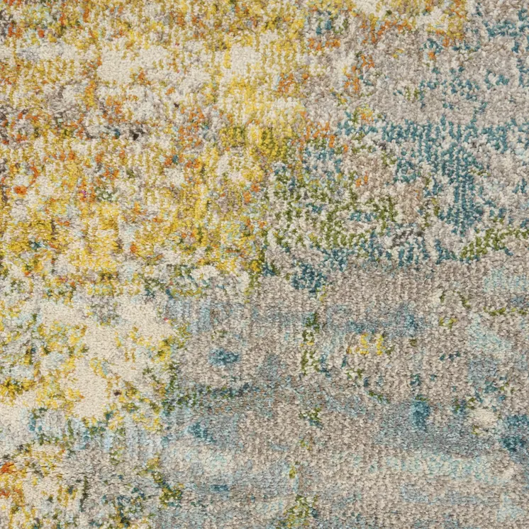 10' Green Round Abstract Power Loom Area Rug