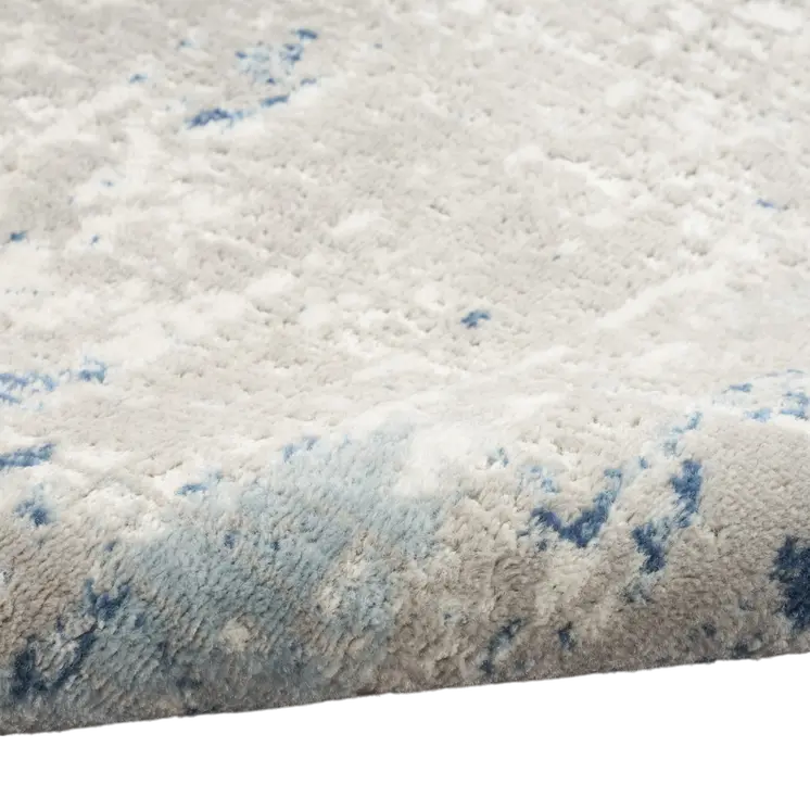 10' Blue and Gray Abstract Power Loom Runner Rug