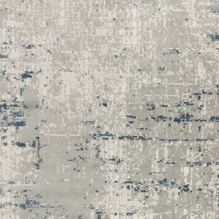 10' X 14' Ivory Gray And Blue Abstract Distressed Area Rug