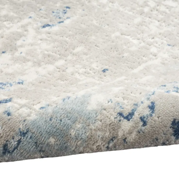 8' Blue and Gray Abstract Power Loom Runner Rug