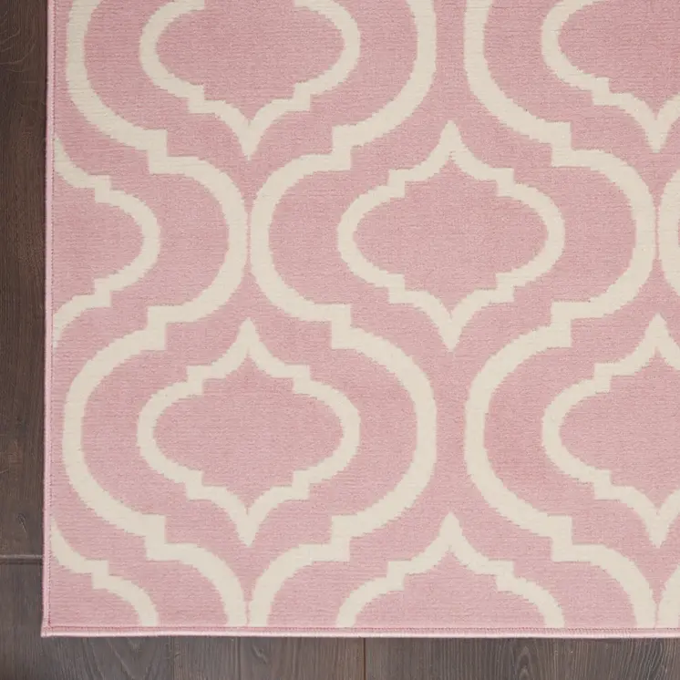 6' X 9' Pink and Ivory Moroccan Power Loom Area Rug