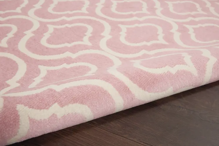 6' X 9' Pink and Ivory Moroccan Power Loom Area Rug