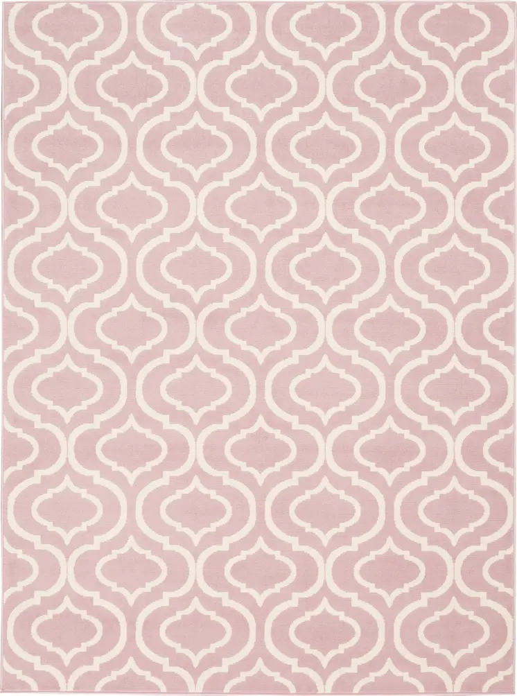 6' X 9' Pink and Ivory Moroccan Power Loom Area Rug