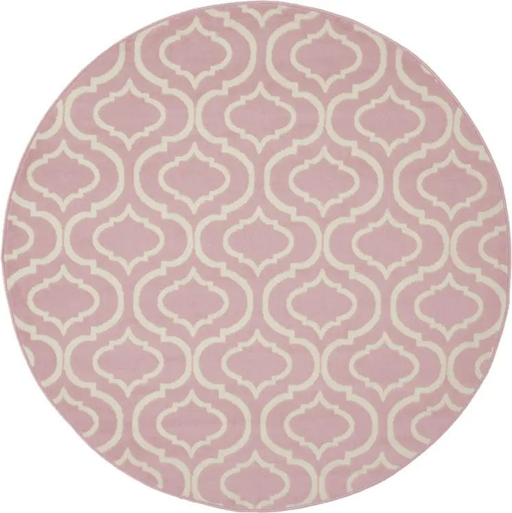 5' Gray Round Moroccan Power Loom Area Rug