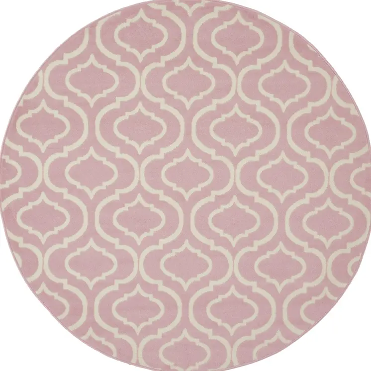 5' Gray Round Moroccan Power Loom Area Rug