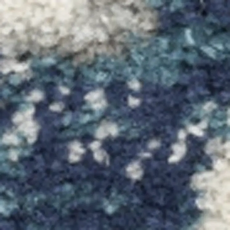10' Blue And Ivory Floral Distressed Runner Rug