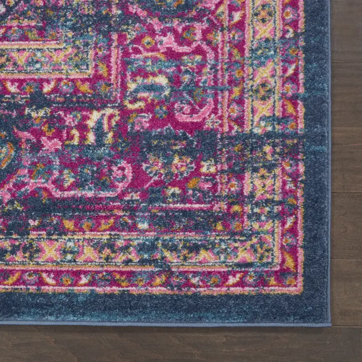 12' X 18' Blue Moroccan Power Loom Distressed Area Rug