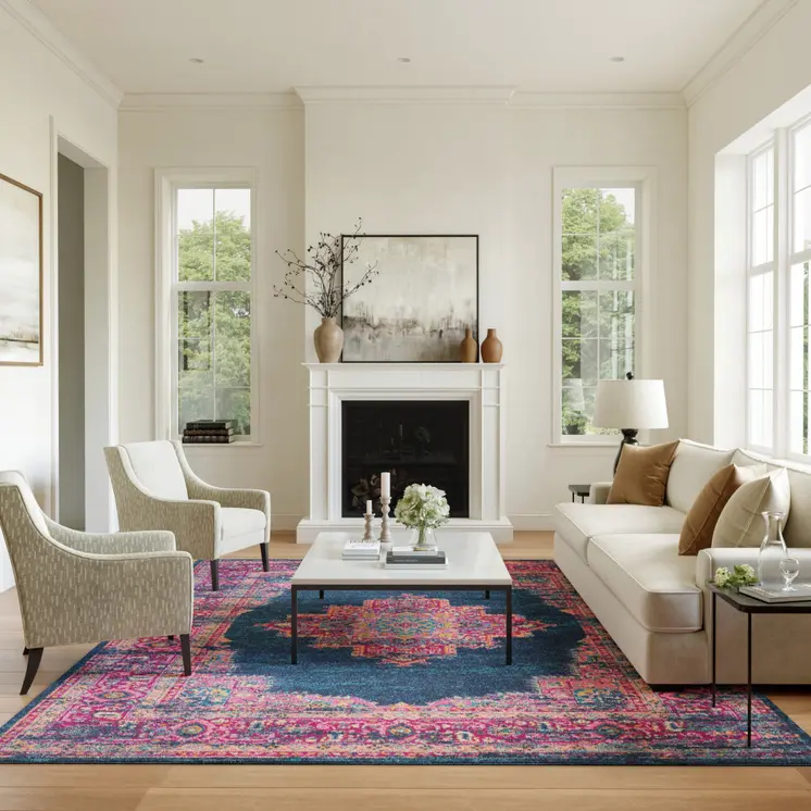 10' X 14' Blue Moroccan Power Loom Distressed Area Rug