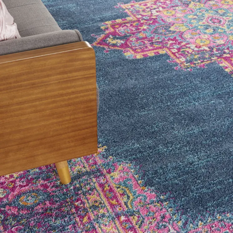 12' X 15' Blue Moroccan Power Loom Distressed Area Rug