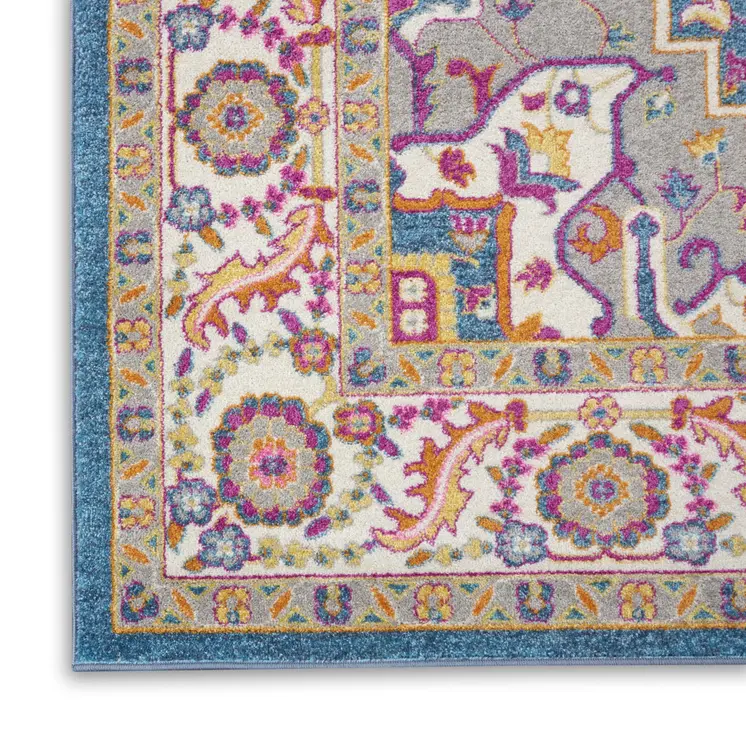 9' X 12' Gray Floral Power Loom Area Rug