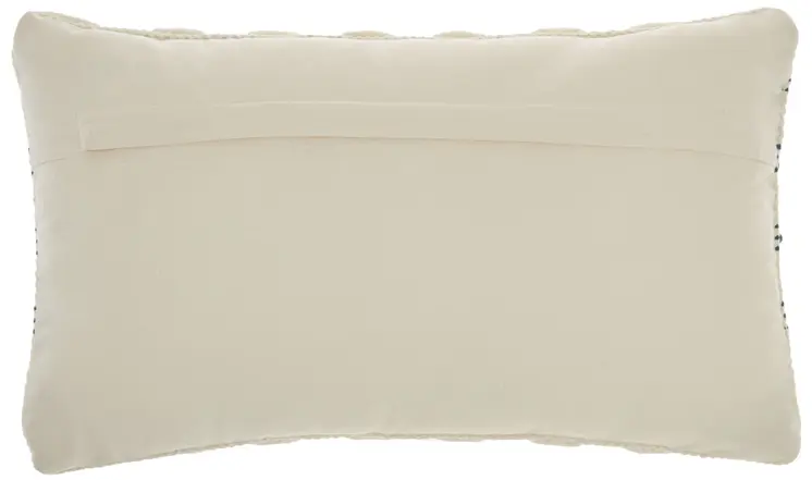 12" X 20" Ivory and Blue Striped Cotton Blend Throw Pillow With Texture