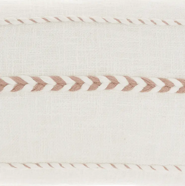 12" X 30" Pink and White Striped Cotton Lumbar Throw Pillow With Tassels