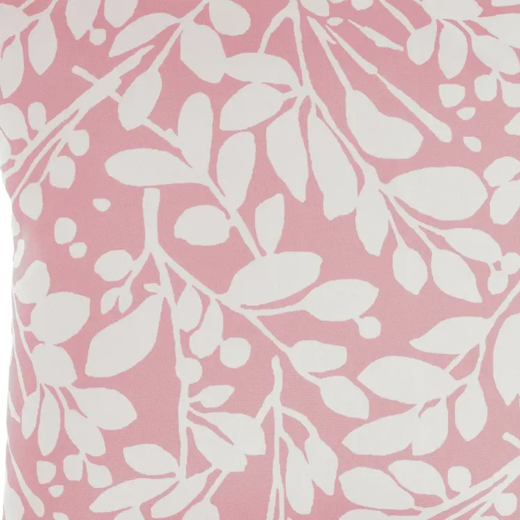 20" Pink and White Botanical And Geometric Indoor Outdoor Throw Pillow