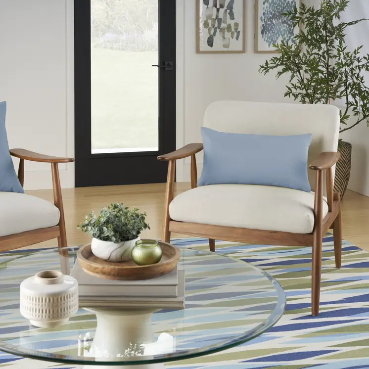 12" X 21" Light Blue Indoor Outdoor Throw Pillow