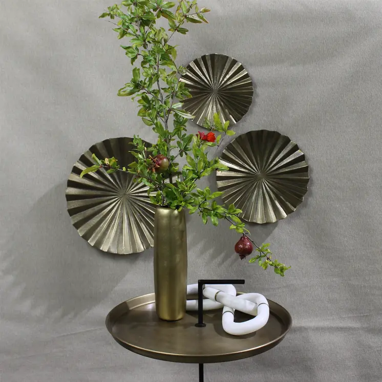 22" Brass and Black Metal Round End Table