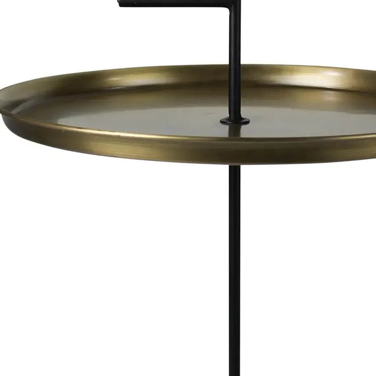 22" Brass and Black Metal Round End Table