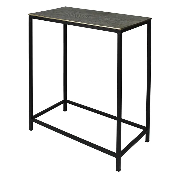 Set of Three Brass and Black Aluminum and Iron Frame Nested Tables