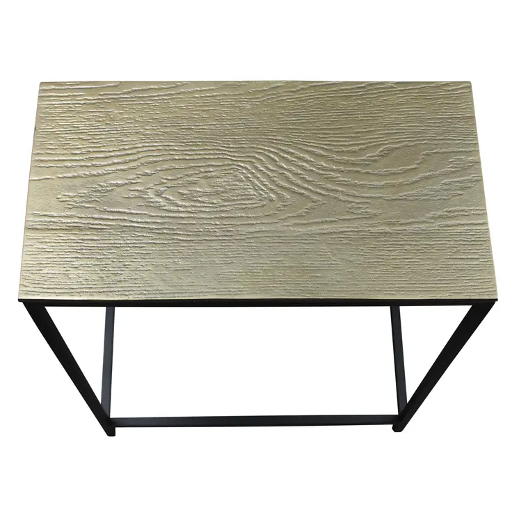 Set of Three Brass and Black Aluminum and Iron Frame Nested Tables