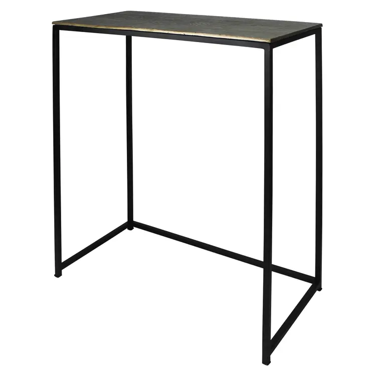 Set of Three Brass and Black Aluminum and Iron Frame Nested Tables