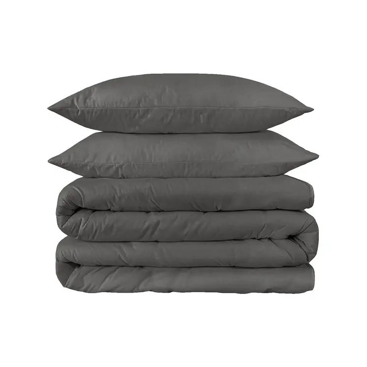 Charcoal Queen Cotton Blend 1200 Thread Count Washable Duvet Cover Set
