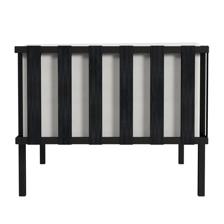 77" Black Iron and Cushions Patio Sofa