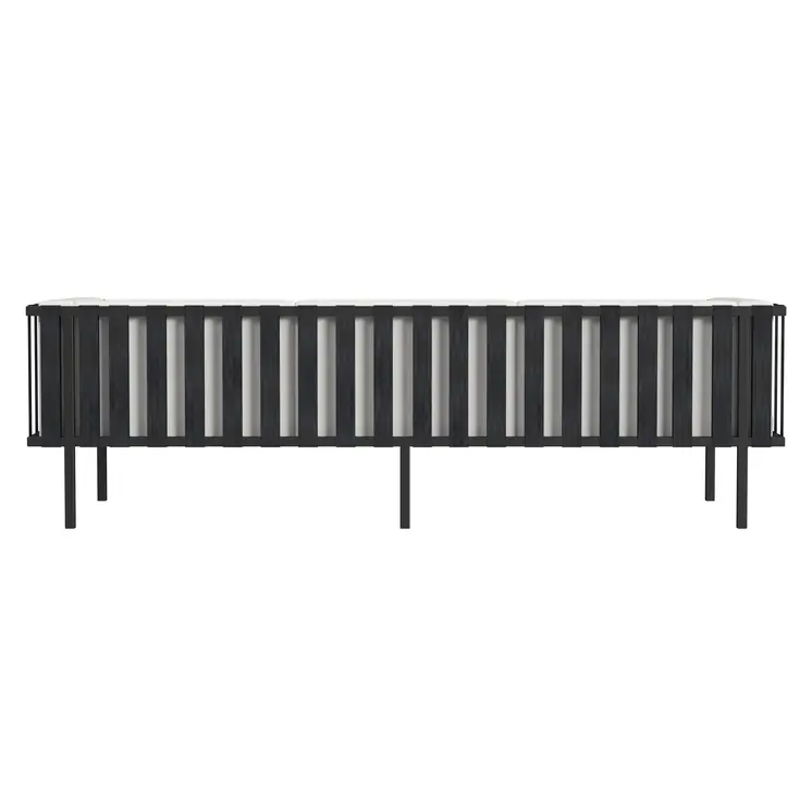 77" Black Iron and Cushions Patio Sofa
