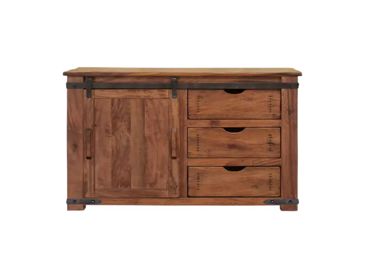 50" Brown Solid Wood Enclosed Storage Distressed TV Stand