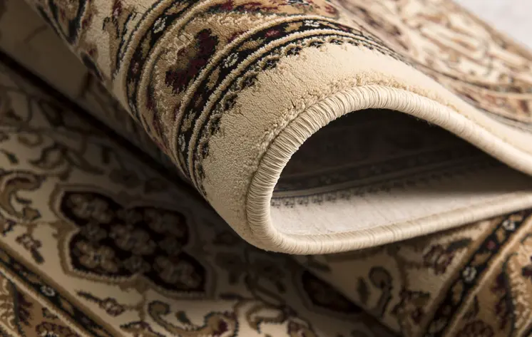 10' X 13' Beige and Black Oriental Washable Non Skid Area Rug